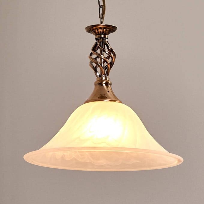 Searchlight Oud-messing hanglamp CAMEROON, 1-lichts