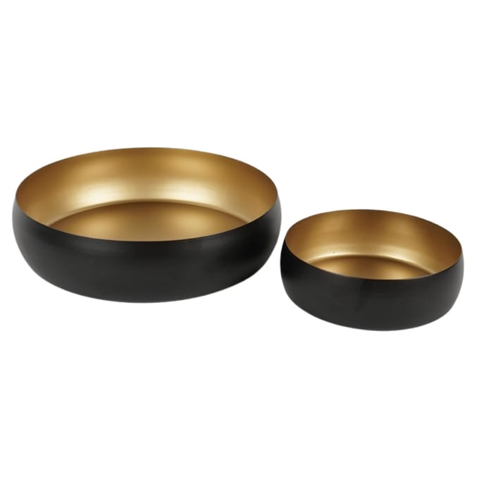 Schaal goud mat zwart 14,5 cm 2 assorti set van 2