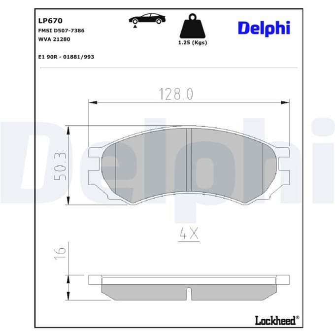 Remblokset DELPHI LP670, voor