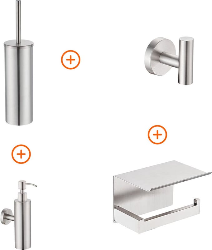 Toilet accessoires set Rvs exclusief met zeepdispenser