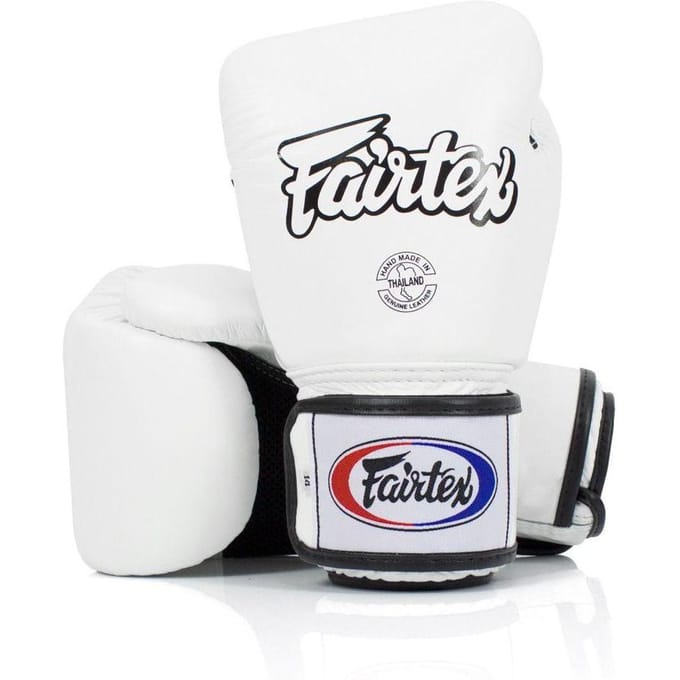 Fairtex BGV1-BR Bokshandschoenen 14 Oz – Premium Thais Leer – Air Mesh Ventilatie – Wit