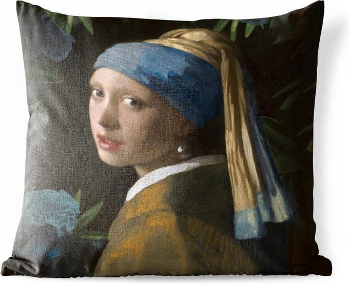 Buitenkussen Weerbestendig - Het meisje met de parel - Vermeer - Kunst - 50x50 cm