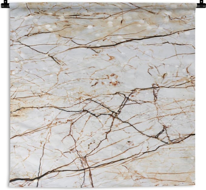 Wandkleed - Wanddoek - Marmer - Bruin - Wit - 90x90 cm - Wandtapijt
