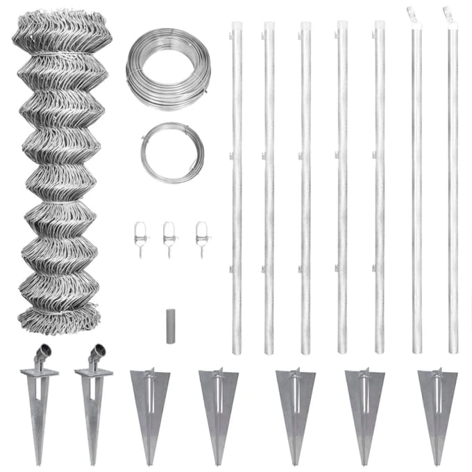 vidaXL - Gaashek - met - palen - 15x1,5 - m - gegalvaniseerd - staal