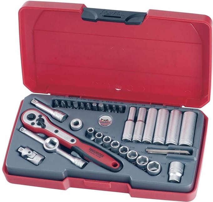 Teng Tools T1435AF 35-delige Doppenset met ratel - Inch - 1/4"