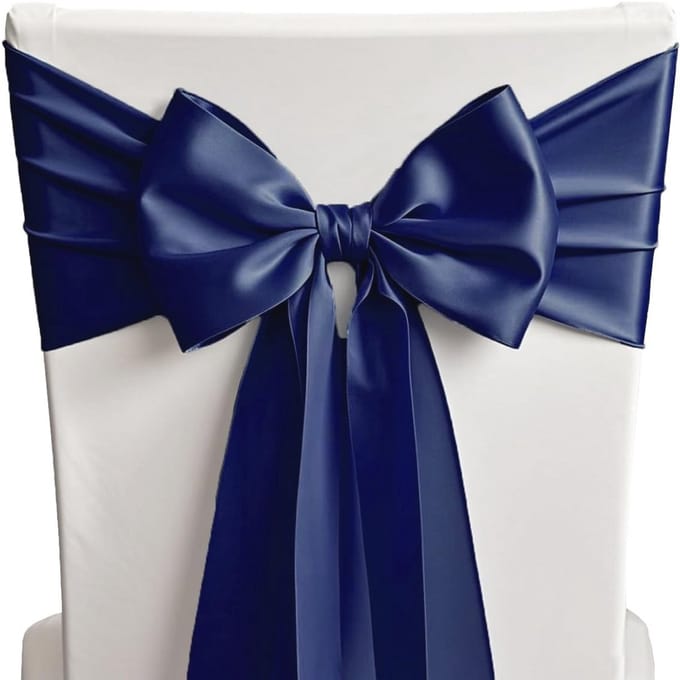25 Stuks Navy Blue Stoel Covers met Strikken voor Bruiloft Decoratie