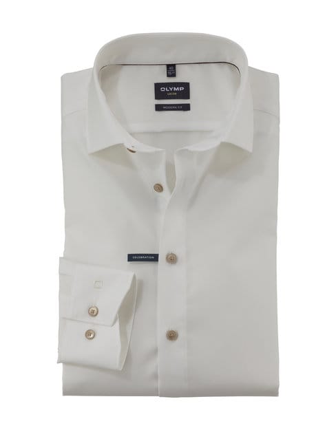 OLYMP modern fit overhemd - popeline - beige - Strijkvrij - Boordmaat: 41