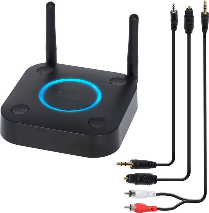 Bluetooth ontvanger draadloos - Audio adapter - Optical out - Bluetooth receiver - Met power adapter, USB oplaadkabel en audio kabels - zwart