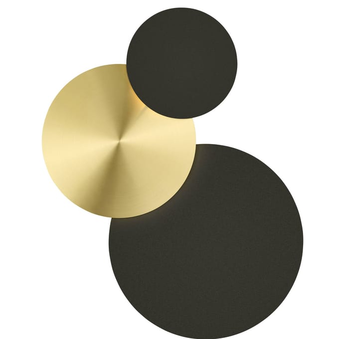 HELL LED wandlamp Tilda, rond 3-lamps, zwart/goud