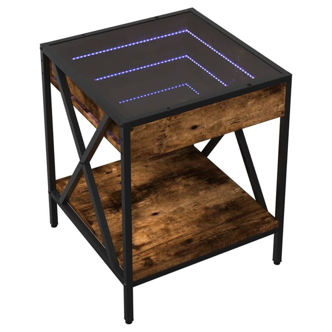 vidaXL - Salontafel - met - Infinity - LED - 40x40x49 - cm - gerookt - eikenkleurig