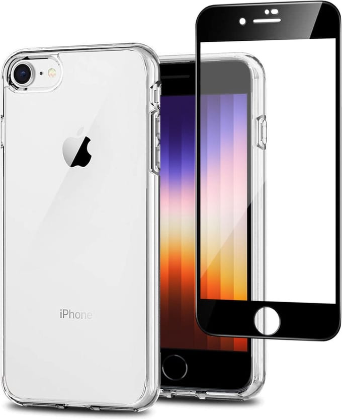 Hoesje geschikt voor iPhone SE 2022 + Screenprotector – Full Screen Tempered Glass - Extreme TPU Case Transparant