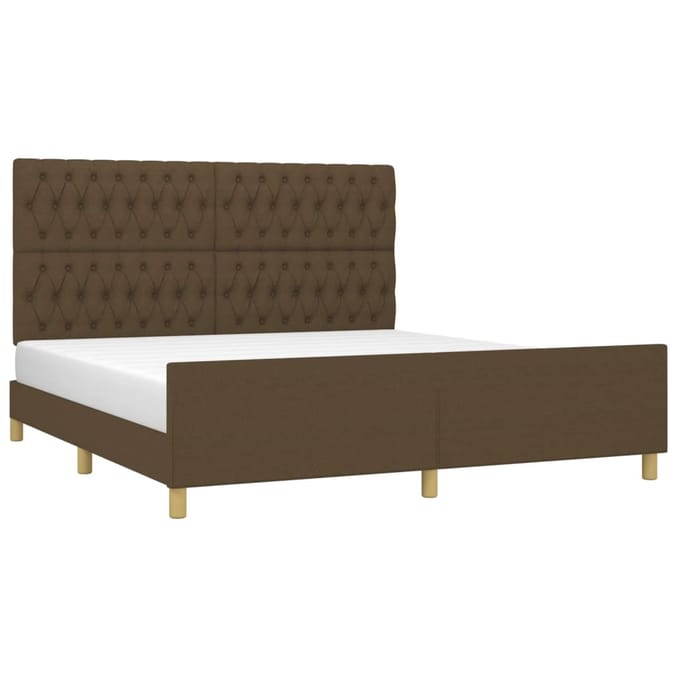 vidaXL - Bedframe - zonder - matras - stof - donkerbruin - 180x200 - cm