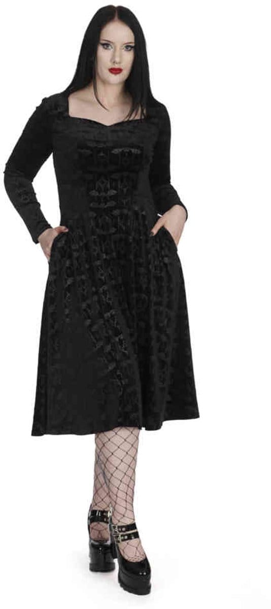 Banned - Velvet Bat Flare jurk - XL - Zwart