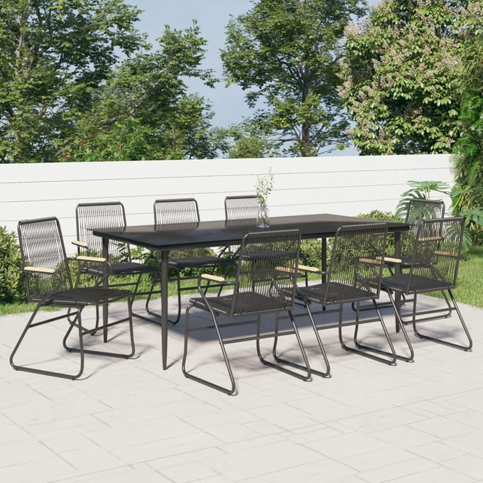 vidaXL - 9-delige - Tuinset - PVC-rattan - zwart