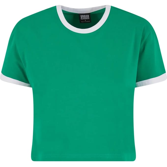 Urban Classics - Contrast Retro Crop top - L - Groen/Wit