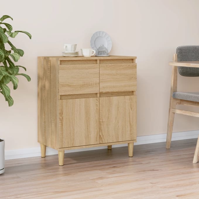 vidaXL - Dressoir - 60x35x70 - cm - bewerkt - hout - sonoma - eikenkleurig