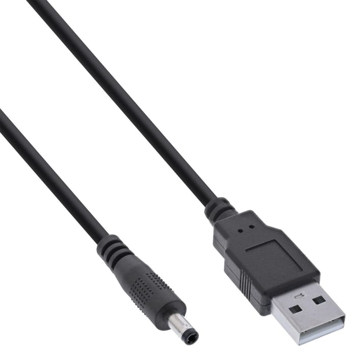 USB-A - DC plug kabel | 4,0 x 1,7mm | max. 5V/3A (15W) | zwart | 1 meter