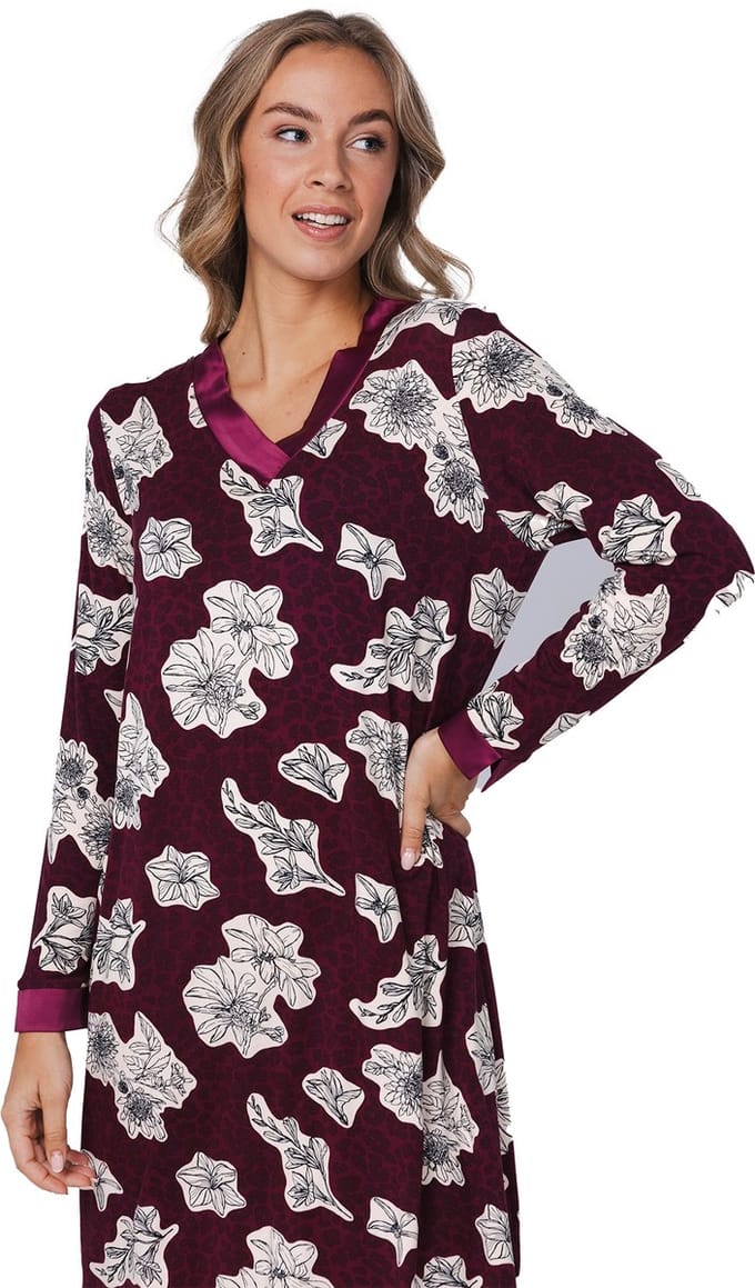 Pastunette Premium - Nachthemd - Burgundy Dream - Ecovero Viscose - Maat 40