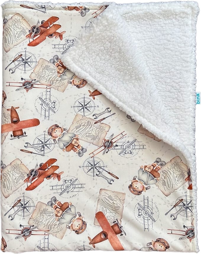 BINK Bedding Wiegdeken RAF / Sherpa offwhite 75 x 100 cm