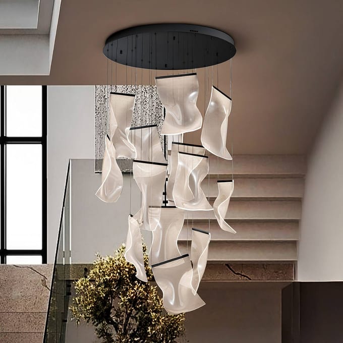 Schuller Valencia LED hanglamp Velos II 13-lichts, zwart, dimbaar, kunststof