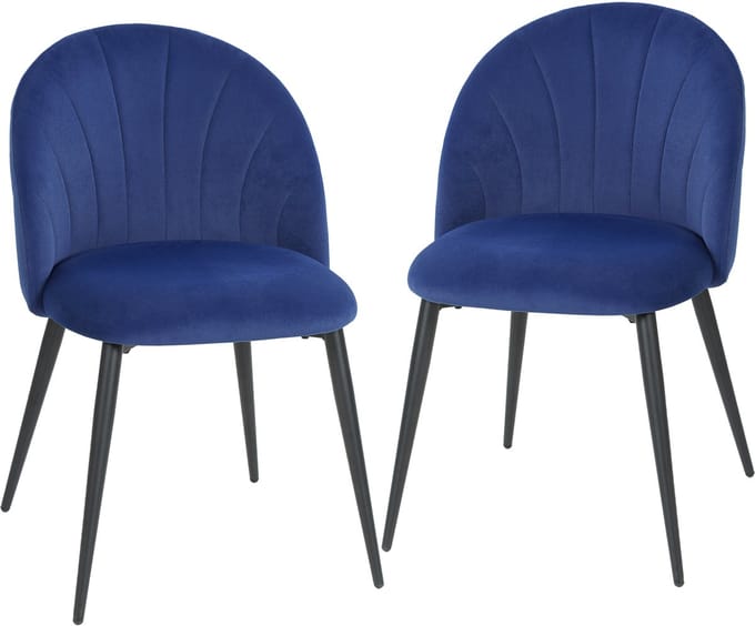 HOMCOM-Eetkamerstoel-Fluwel (100% polyester)-52x55x79cm-Blauw