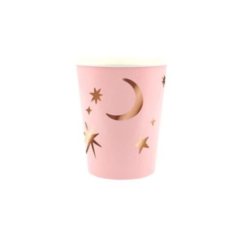 Meri meri halloween bekers heks maan/sterren - roze