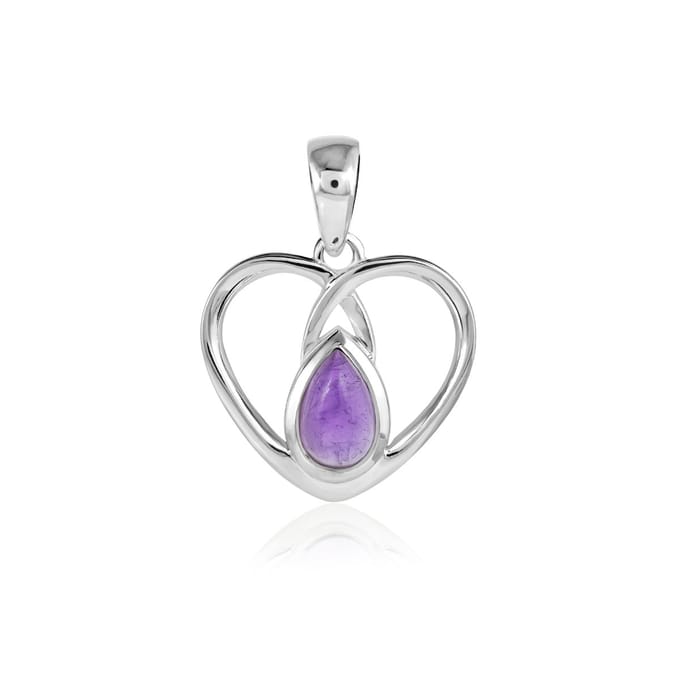 SilverGems Zilveren hart hanger met Amethist edelsteen