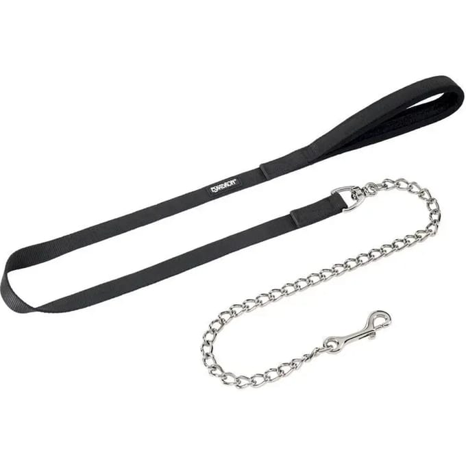Hondenriem met zilveren ketting Eskadron
