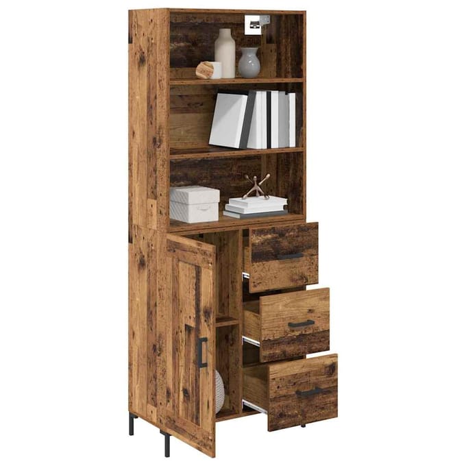 vidaXL - Highboard - Oudhout - 69,5 - x - 34 - x - 180 - cm - Bewerkt - hout