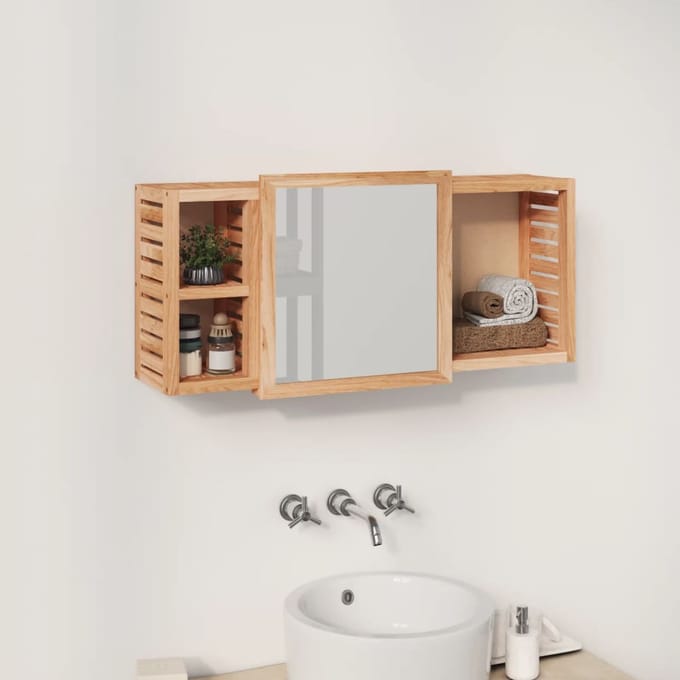 vidaXL - Spiegelkast - 80x17x34 - cm - massief - walnotenhout
