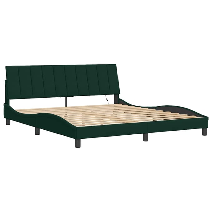 vidaXL - Bedframe - met - LED - zonder - matras - "Hanko" - donkergroen - 180x200 - cm
