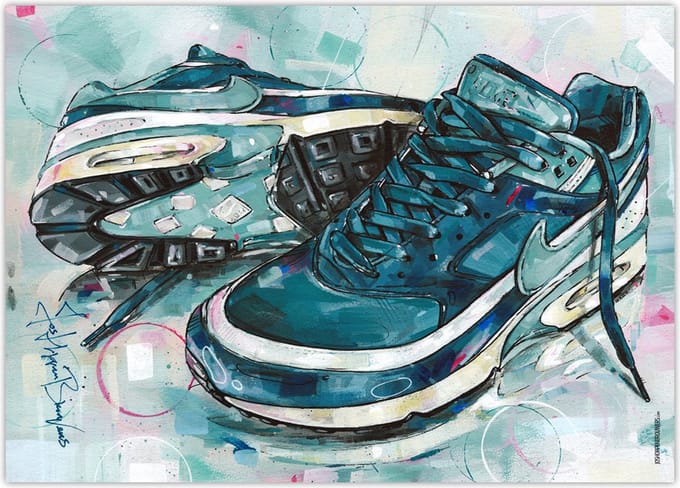 Sneaker poster classic BW marina grey jade vullend 70x50 cm