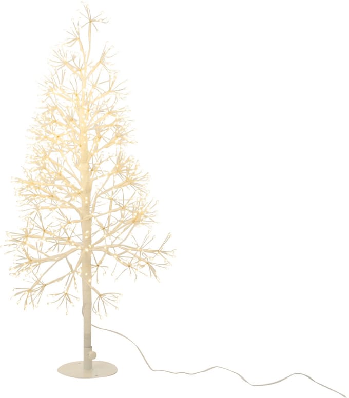 J-Line decoratie Boom - warm witte - ijzer - wit - small - LED lichtjes