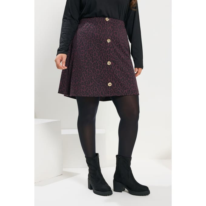 Yours Paarse Luipaard Minirok Met Knopen Aan De Voorkant Size 48
