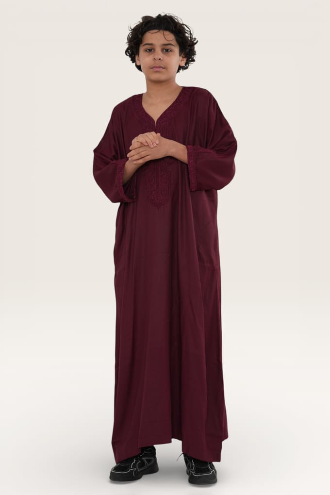 Kinderjongens rode Marokkaanse Thobe Jubba badjas Eid Djellaba Gandoura - K-HM62