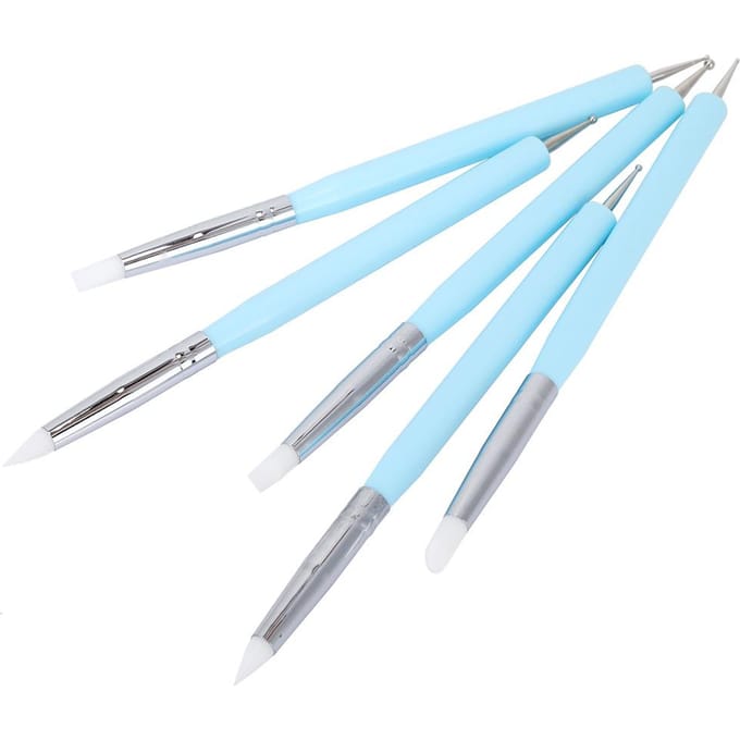 Ensemble de 5 outils de sculpture en argile, outils de sculpture de tête en silicone, accessoires de modelage white