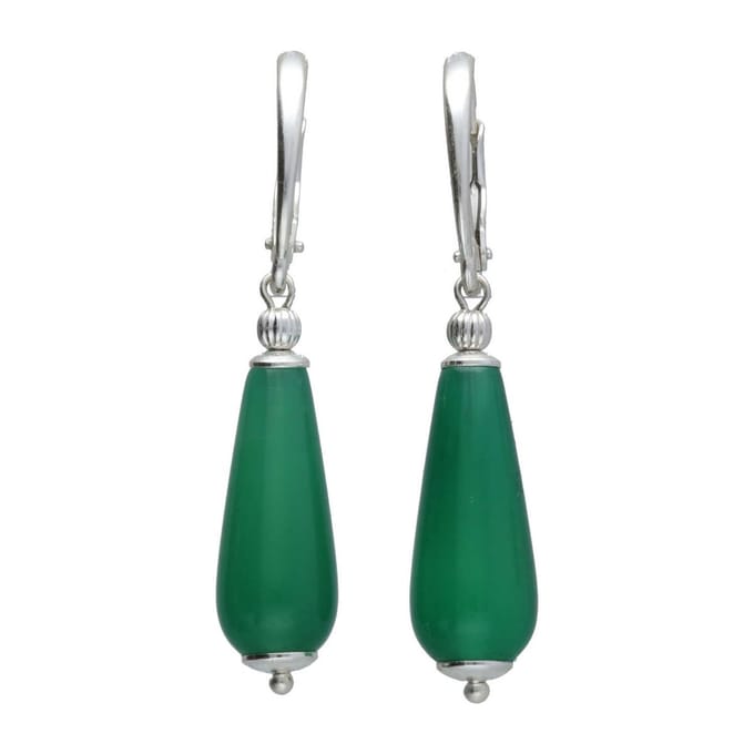 Bela Donaco Oorbellen Art Deco – Groene Jade – Sterling Zilver