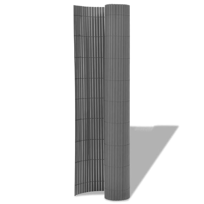 vidaXL - Tuinafscheiding - dubbelzijdig - 90x300 - cm - PVC - grijs