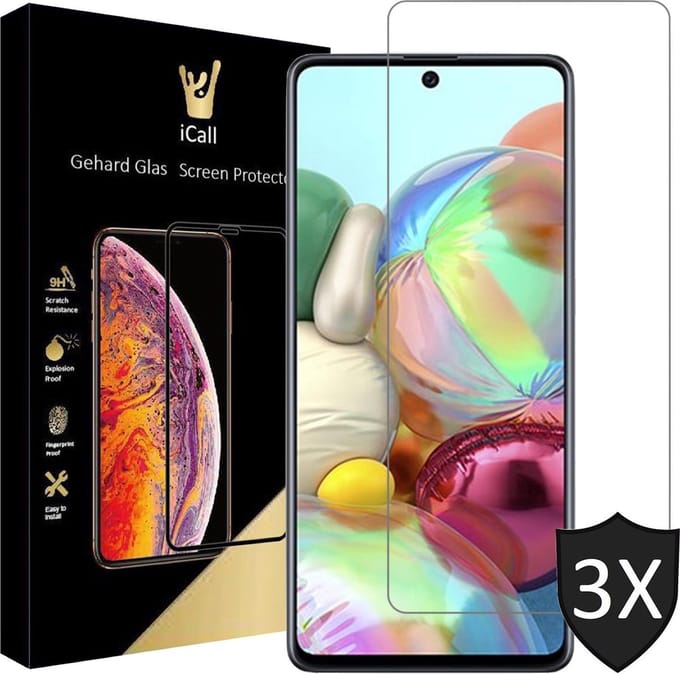 Screenprotector geschikt voor Samsung A71 - 3x Glas Screen Protector