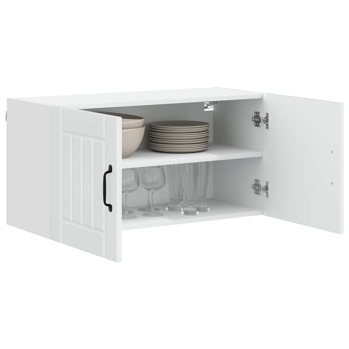 vidaXL - Wandkast - LUCCA - Hoogglans - Wit - 80 - x - 31 - x - 40 - cm - Bewerkt - hout