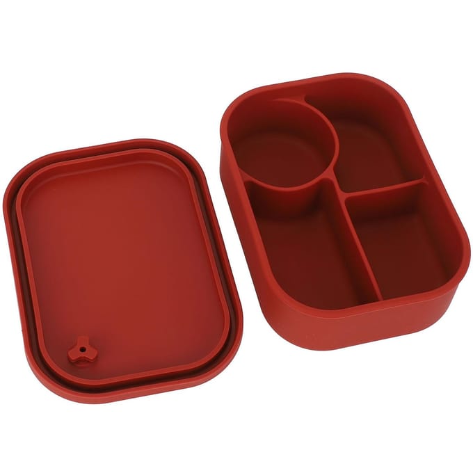 Lunchbox Voedselkwaliteit Siliconen Ventilatiedesign 4 Compartimenten Voedselopslag Snackcontainer voor Thuis brown