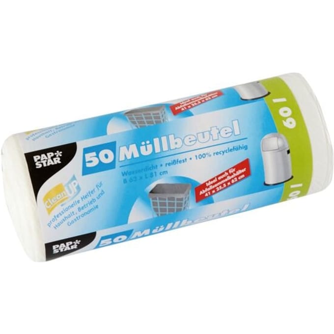 Witte zakken 60 l - 100 st - hdpe - 9 micron - 630x810 mm