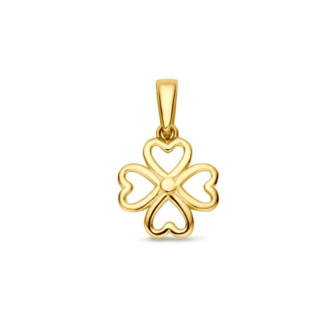 14K geelgoud hanger klavertje 16 mm 4031644