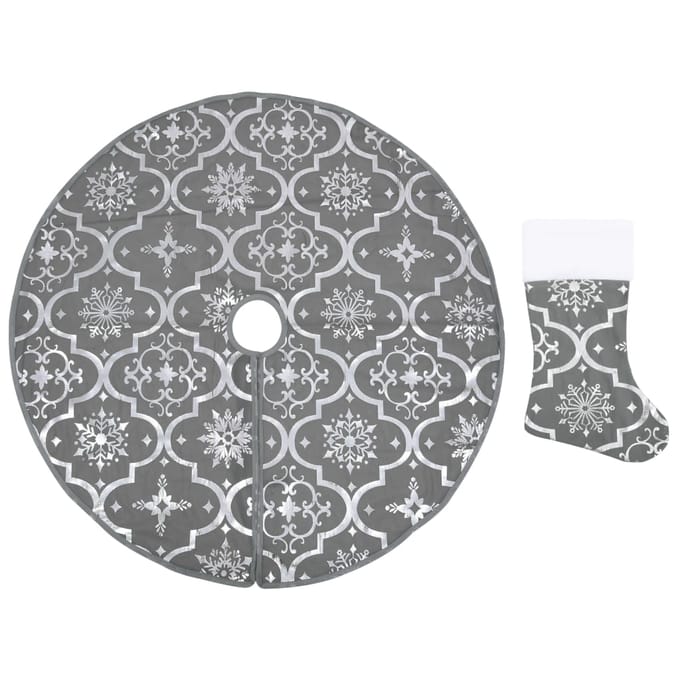 vidaXL - Kerstboomrok - luxe - met - sok - 150 - cm - stof - grijs