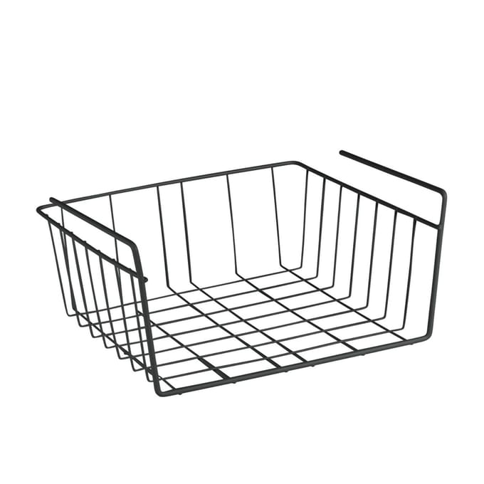 Metaltex - Hangmand 30 cm - Zwart - Metaal - Onder Plank - Ruimtebesparende Opberger