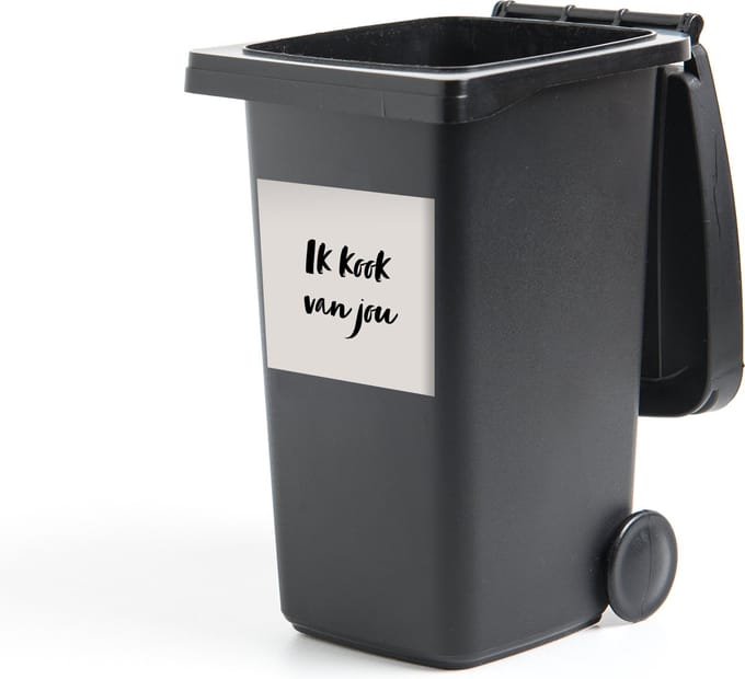 Container sticker Ik kook van jou - Quote - Taupe - 40x40 cm - Kliko sticker