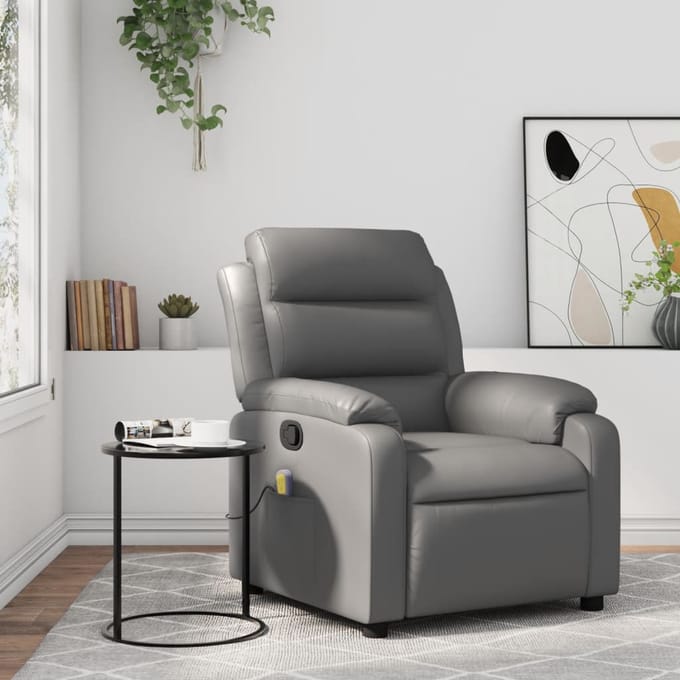 vidaXL - Massagestoel - van - grijs - kunstleer