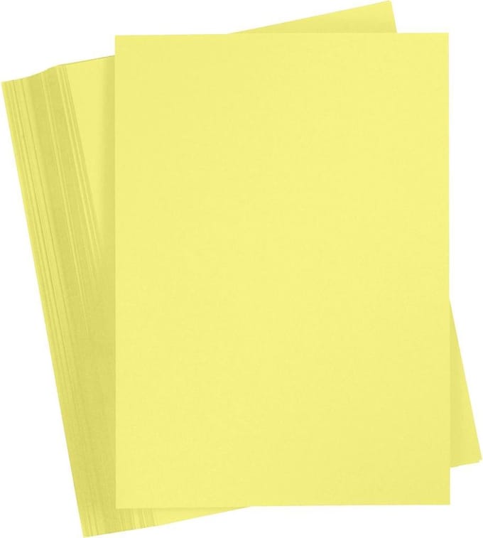 Gekleurd Karton A4,210x297 mm, 180 gr, lichtgeel, 100 vel | Knutselkarton