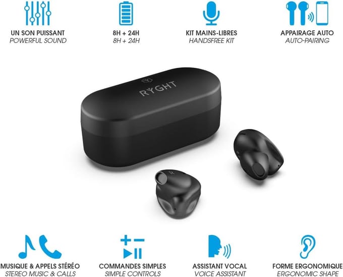 True Wireless Oordopjes met Oplaadcase - Zwart - Bluetooth 5.0 & Handsfree Bellen
