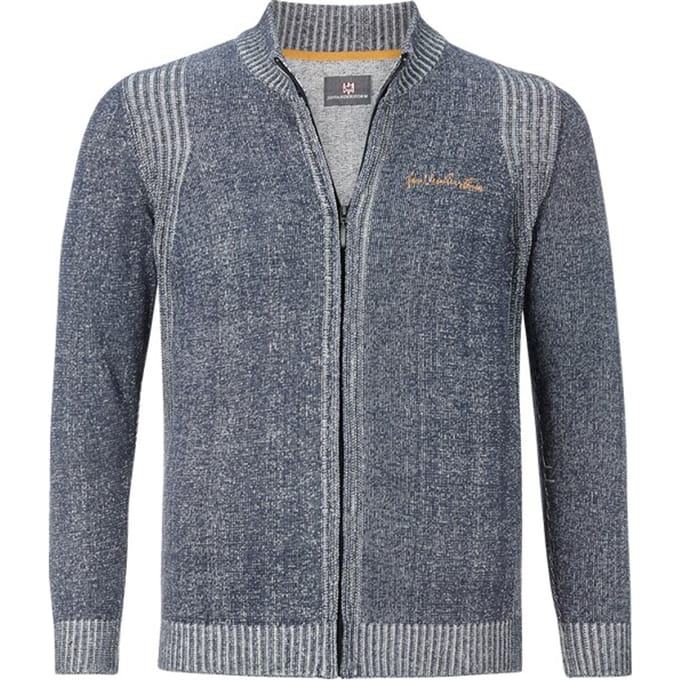 Jan Vanderstorm herren Vest - 60/62 - blauw - Plus Size